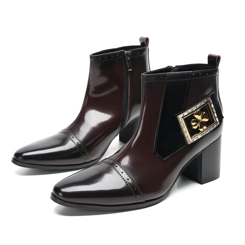 Men's Red Leather Martin Boots – Platform, British Style