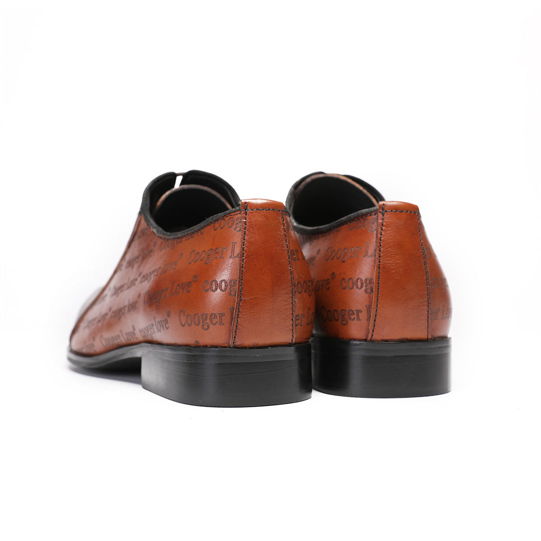Men's Brown Leather Derby Formal Shoes – Pointed Toe, Business