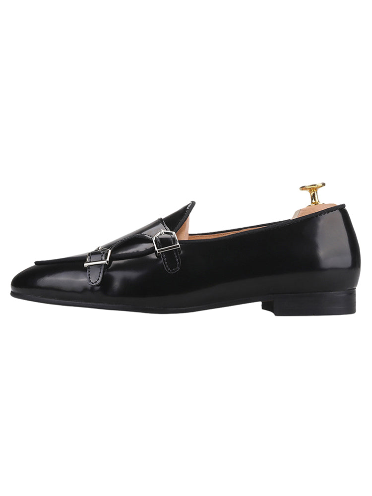 Hand-rubbed waxed leather double buckle men's Monk shoes European and American style wedding party new trend formal leather shoes for men