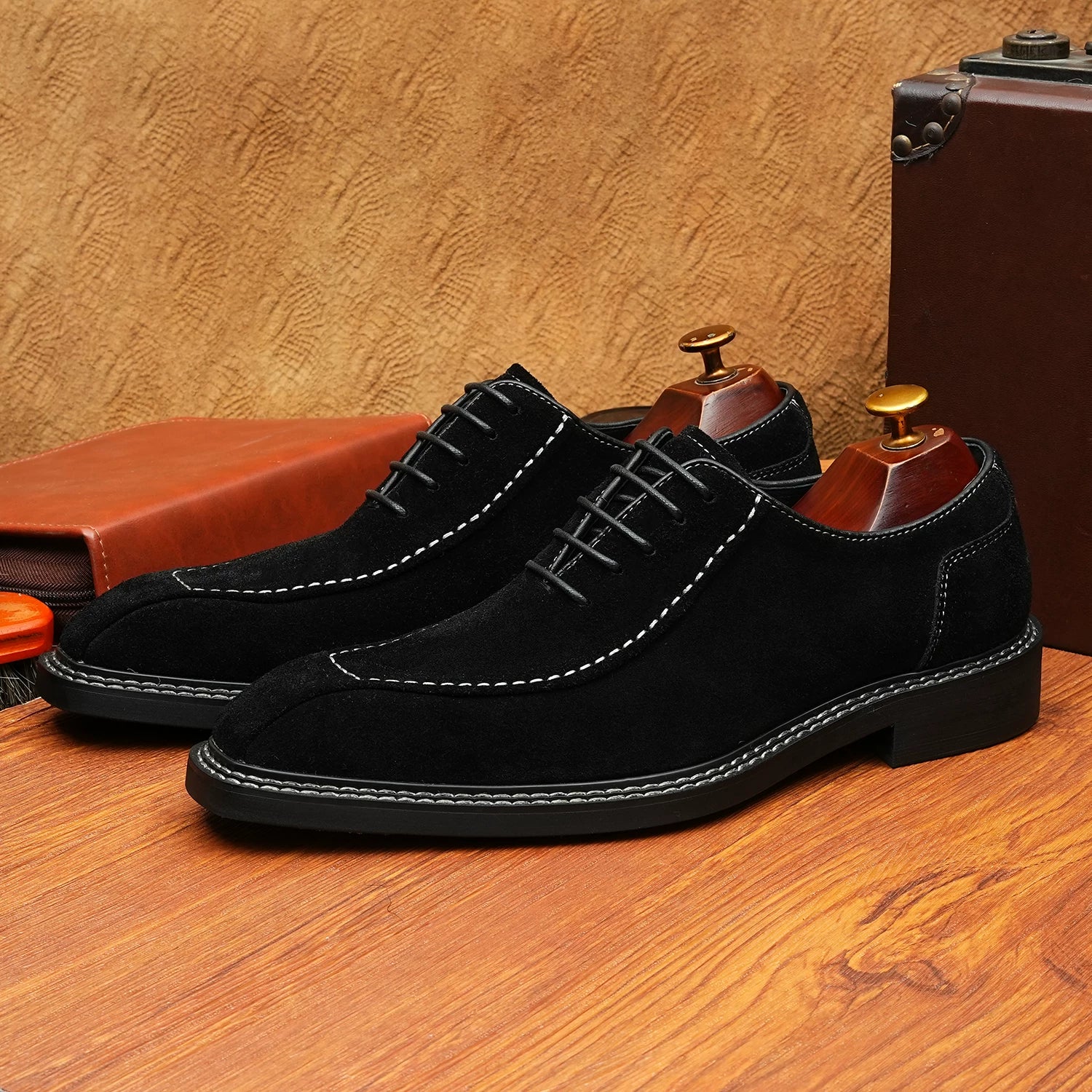 Men's Genuine Leather Oxford Shoes, Suede, Business