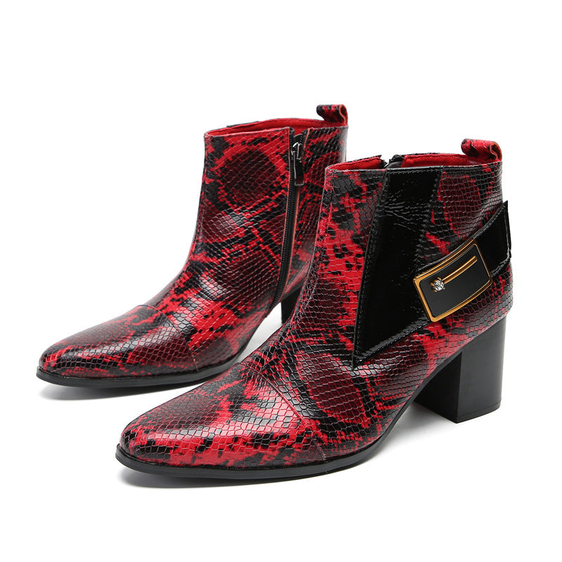 Men's Red Leather Chelsea Boots – Pointed Toe, British Style