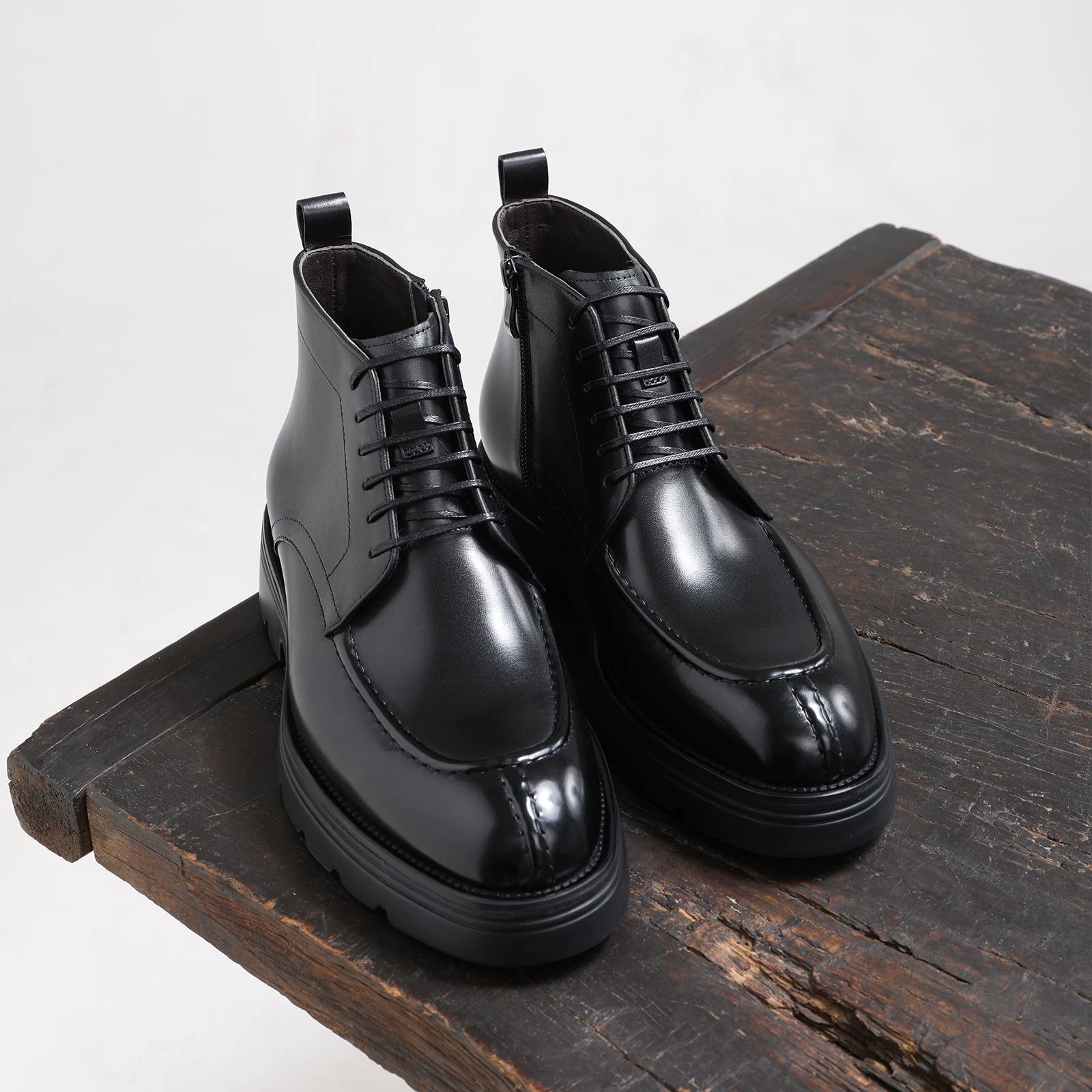 Men's Genuine Leather Martin Boots, Thick Sole, Round Toe