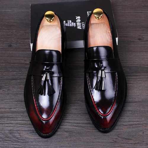 Men's Red Leather Loafers