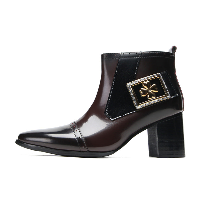 Men's Red Leather Martin Boots – Platform, British Style