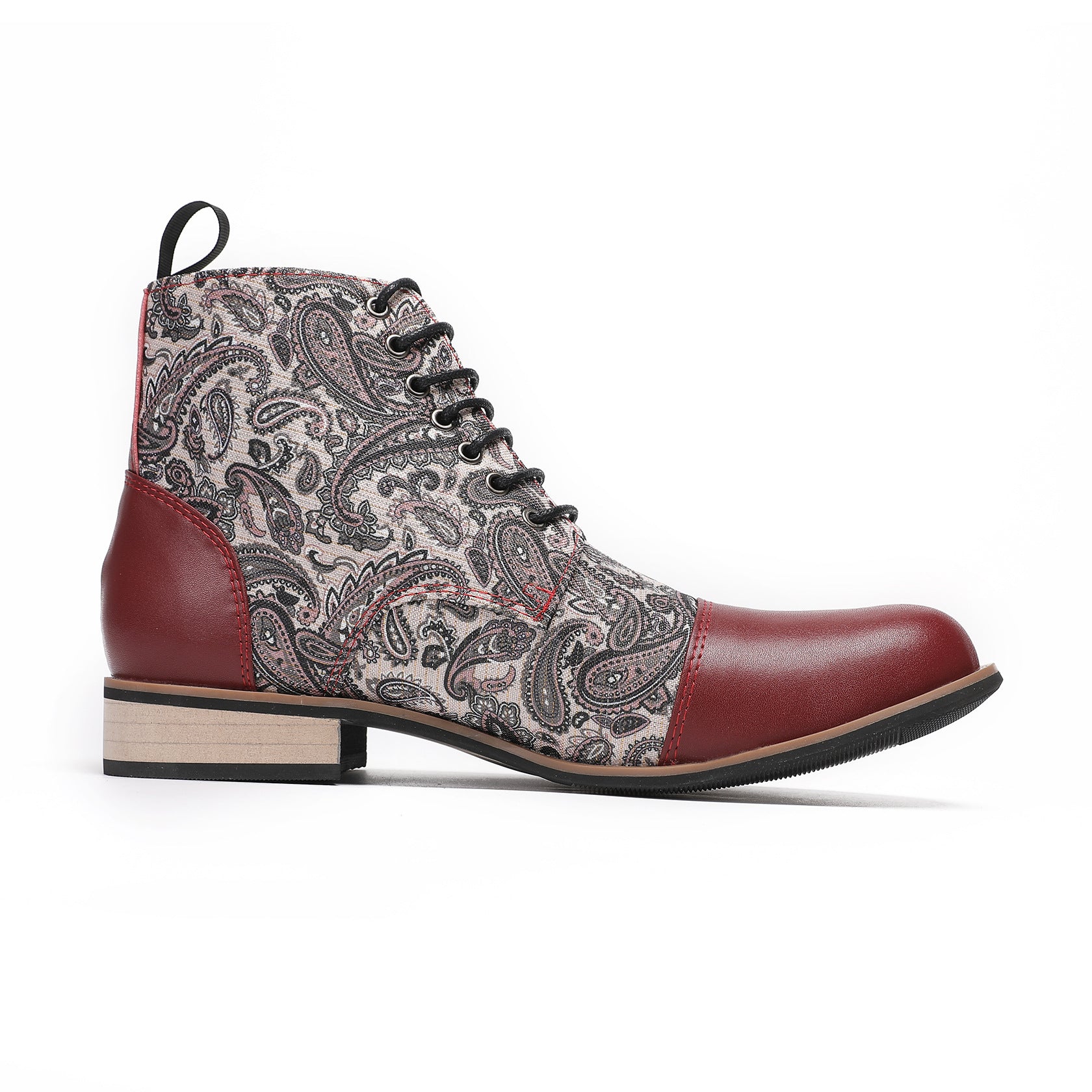 Men's Red Leather Boots – Embroidered