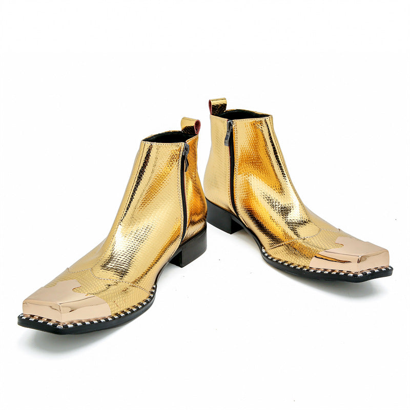 Men's Golden Chelsea Boots – Pointed Toe
