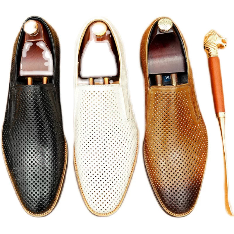 Men's Genuine Leather Loafers, Breathable, Slip-On