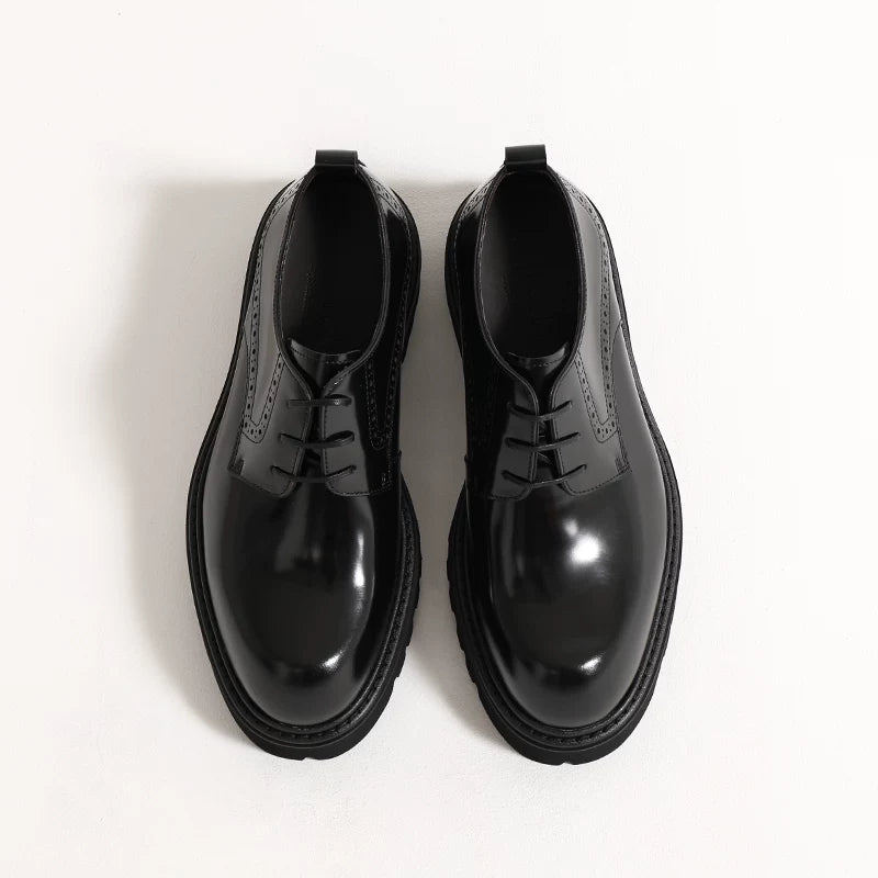 Men's Genuine Leather Derby Shoes, Height Increasing, Thick Sole