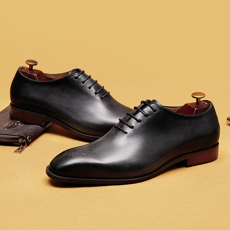 Men's Genuine Leather Leather Shoes, Square Toe, British Style