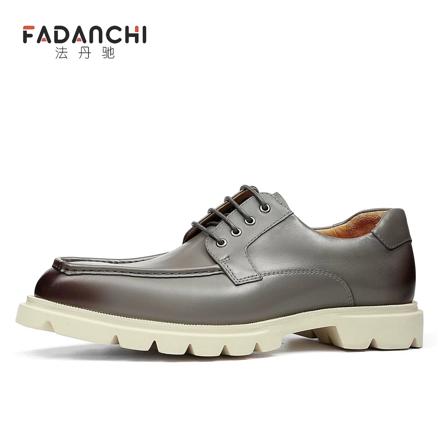 Men's White Genuine Leather Derby Shoes, Business, Formal