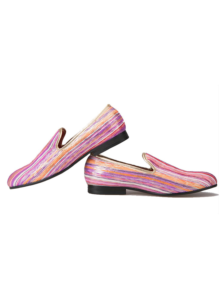 New color striped fluorescent sequin men's loafers trendy European version large size slip-on party shoes low-top shoes