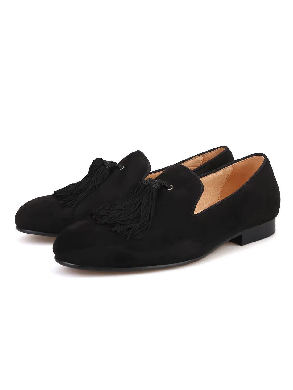 Multicolor suede leather new large tassel men's yuppie shoes European and American style one-leg smoking shoes classic slip-on loafers