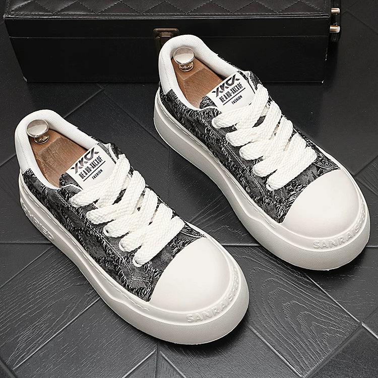Men's New Low-Top Denim Korean Style Casual Trendy Skate Shoes