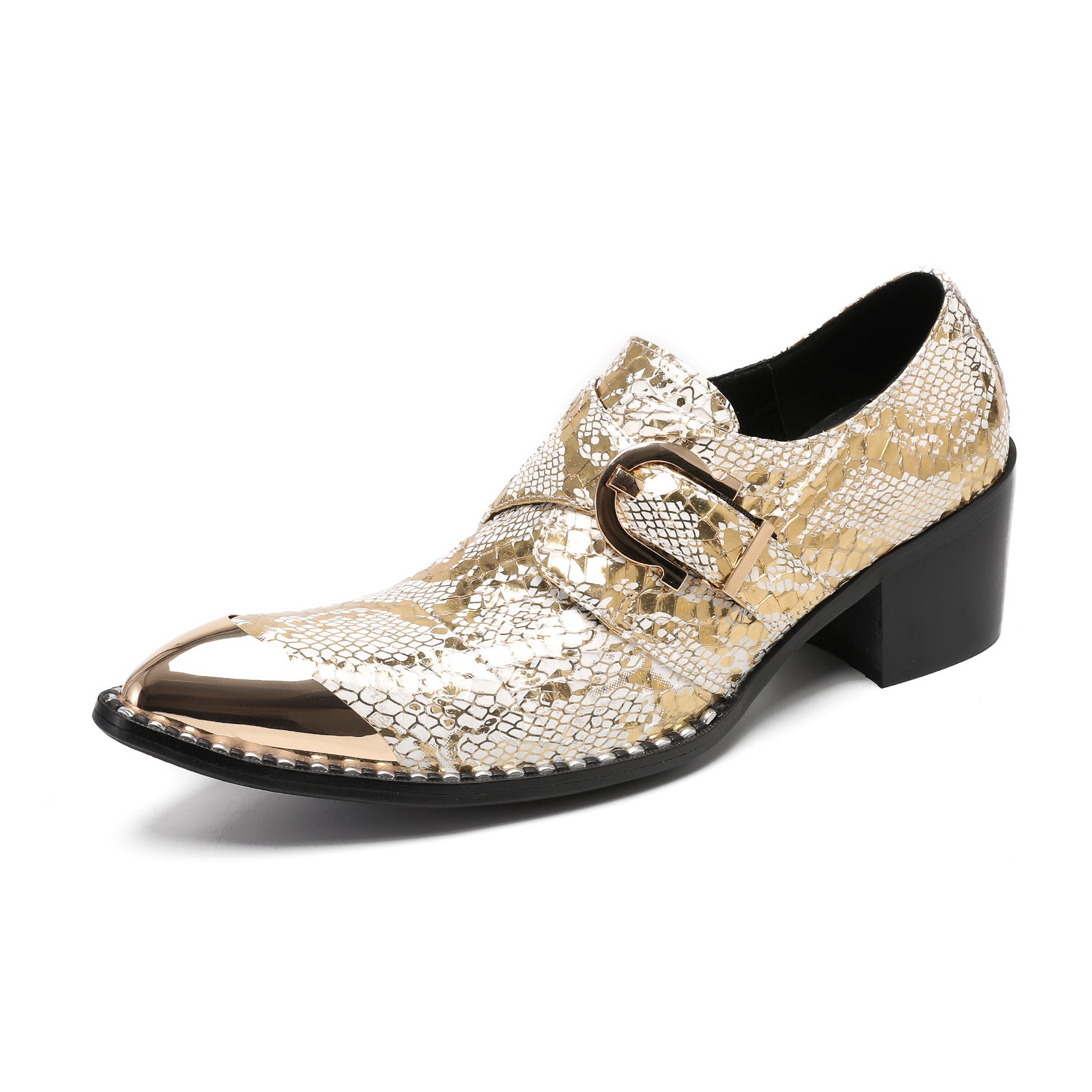 Men's Leather Oxford Formal Shoes – Pointed Toe, Crocodile Pattern