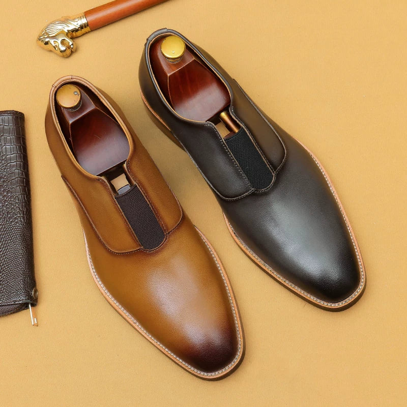 Men's Genuine Leather Loafers, Slip-On, Business