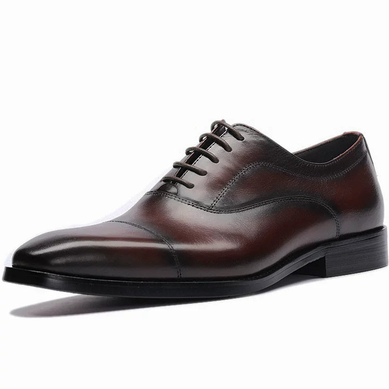 Men's Genuine Leather Oxford Shoes, Handmade, Square Toe