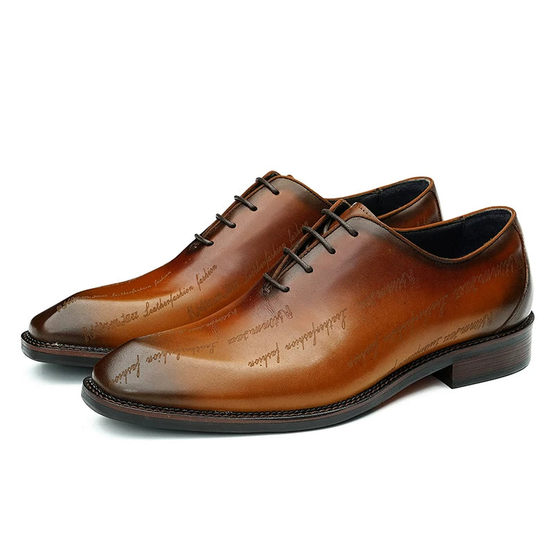 Men's Genuine Leather Oxford Shoes, Pointed Toe, British Style