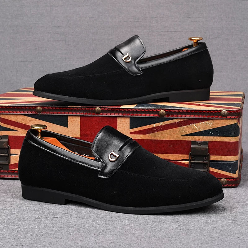 Men's Suede Loafers, Height Increasing, Pointed Toe