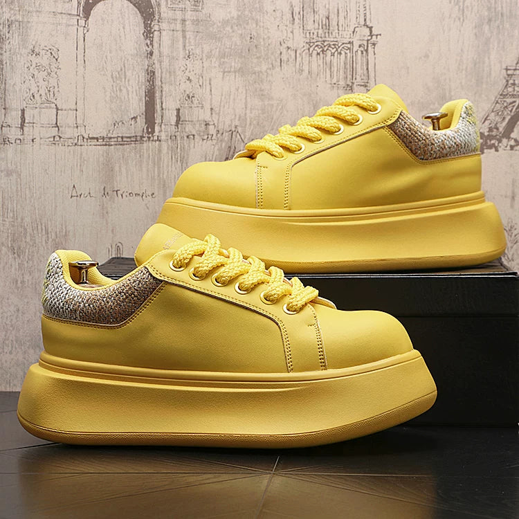 Men's Height-Increasing Platform Trendy White Sneakers 2026 Spring
