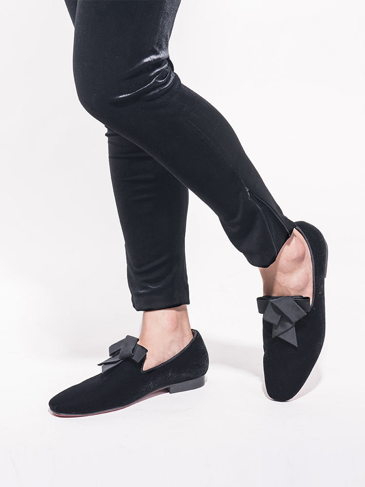 New handmade European and American banquet velvet men's formal shoes wedding party black penny loafers for men