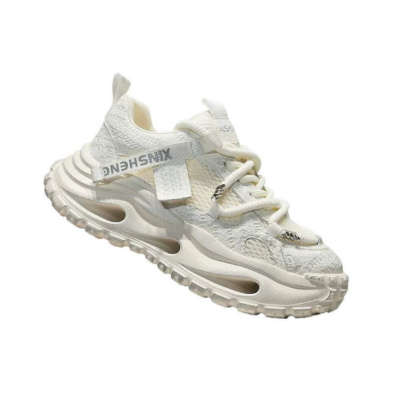 Men's Height-Increasing Breathable Mesh Cut-Out Plus Size Chunky Dad Sneakers Summer