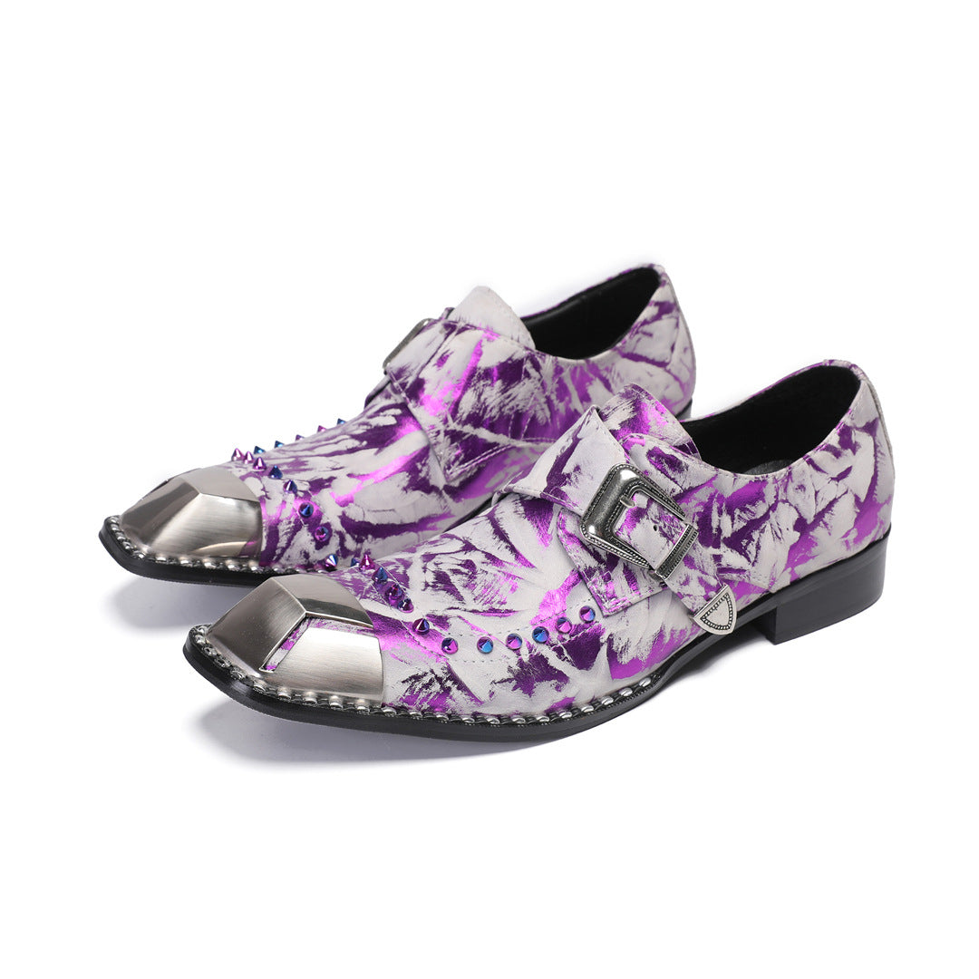 Men's Purple Leather Oxford Formal Shoes – Style 72