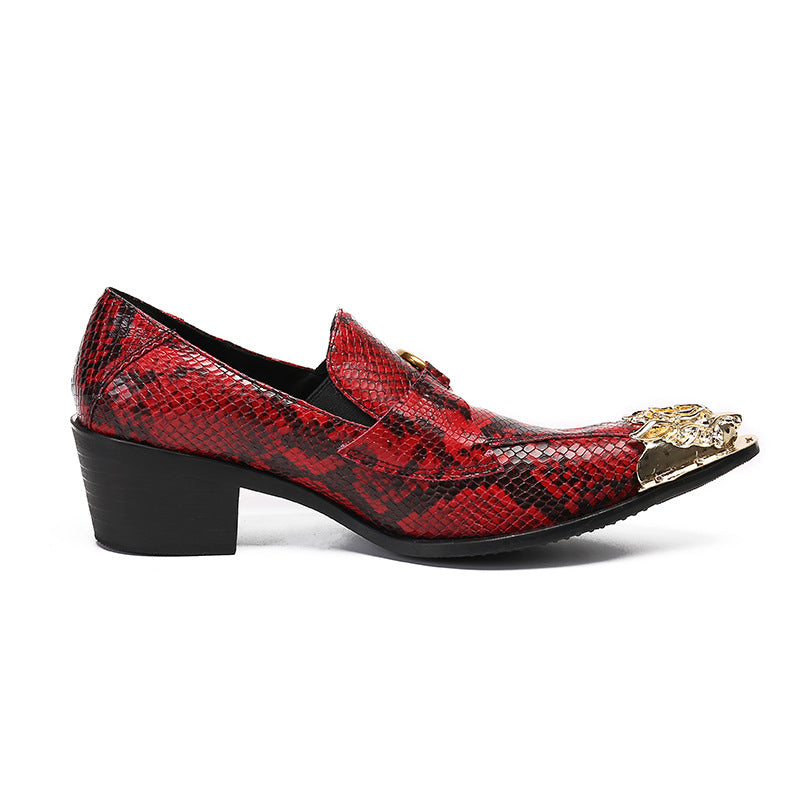 Men's Red Leather Casual Shoes – Pointed Toe, Business – Style 41