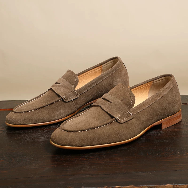Men's Genuine Leather Loafers, Slip-On, British Style