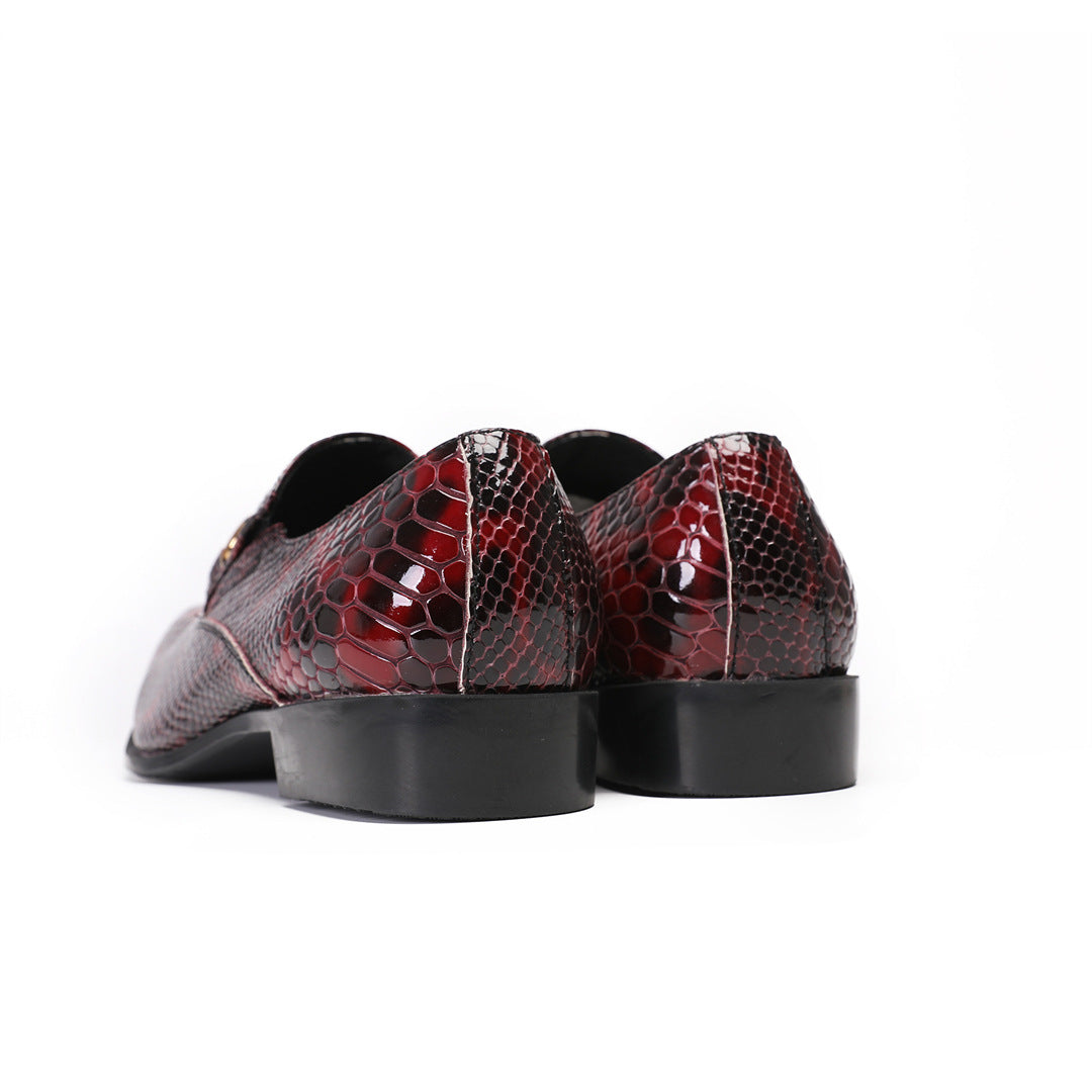 Men's Red Leather Shoes – Pointed Toe, Business – Style 52