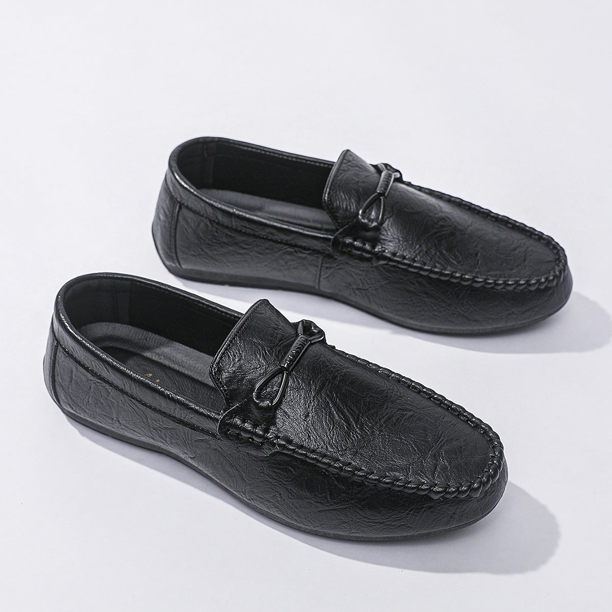 Soft-soled business men's shoes single shoes men's one-pedal Doudou loafers round head flat bottom spring trend low-top 2024