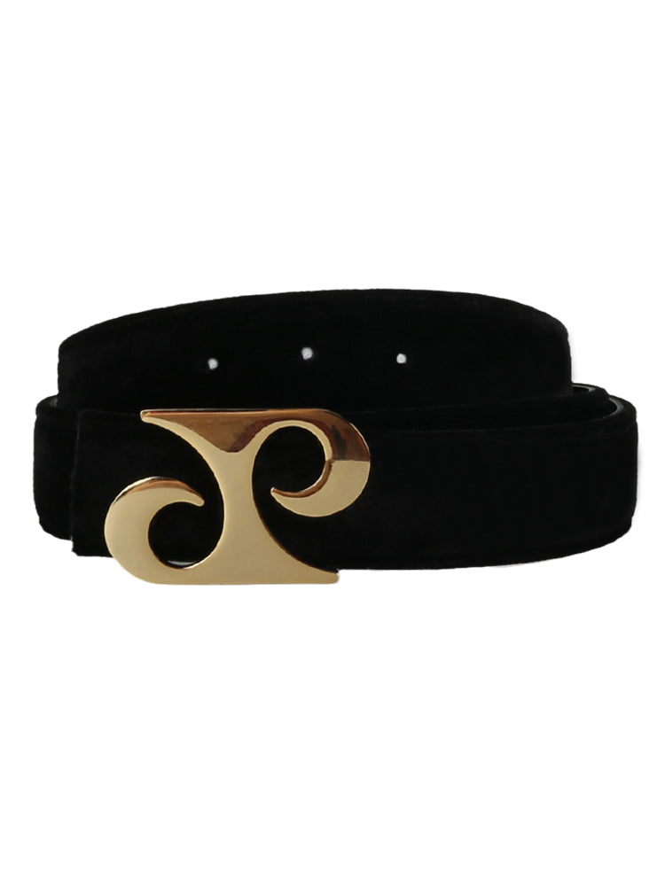 European and American style classic matching upper material imported black velvet men's belt stainless steel buckle cowhide lining