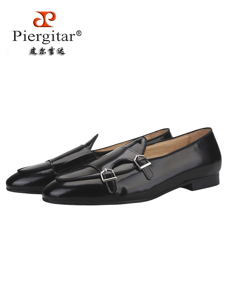 Hand-rubbed waxed leather double buckle men's Monk shoes European and American style wedding party new trend formal leather shoes for men