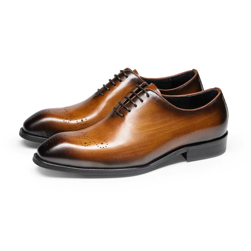 Men's Brown Genuine Leather Leather Shoes, British Style, Business