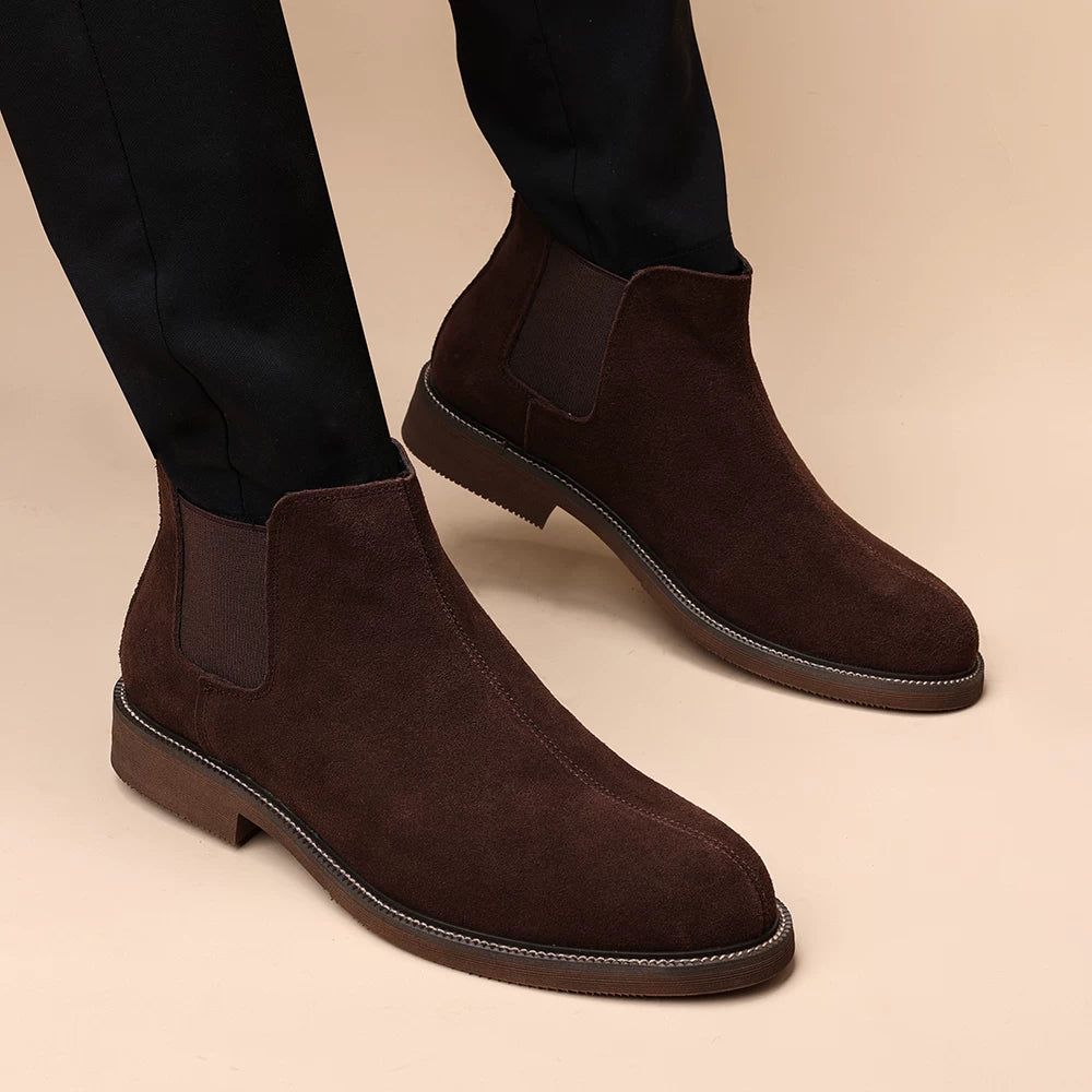 Men's Genuine Leather Chelsea Boots, Height Increasing, British Style