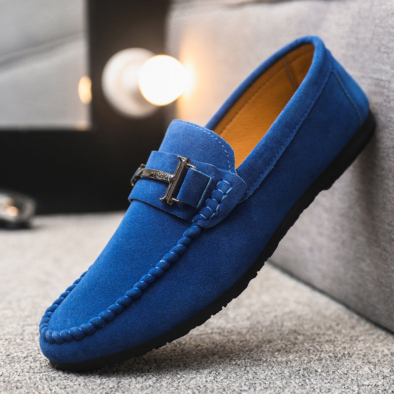 Loafers single shoes low top round head lazy shoes men's 2024 comfortable handmade leather shoes soft sole casual one pedal