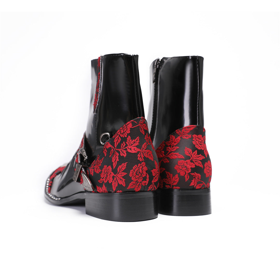 Men's Red Leather Chelsea Boots – Pointed Toe