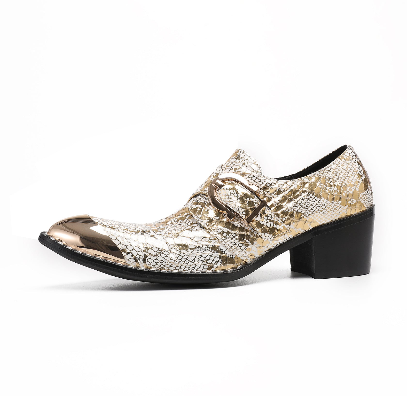 Men's Leather Oxford Formal Shoes – Pointed Toe, Crocodile Pattern