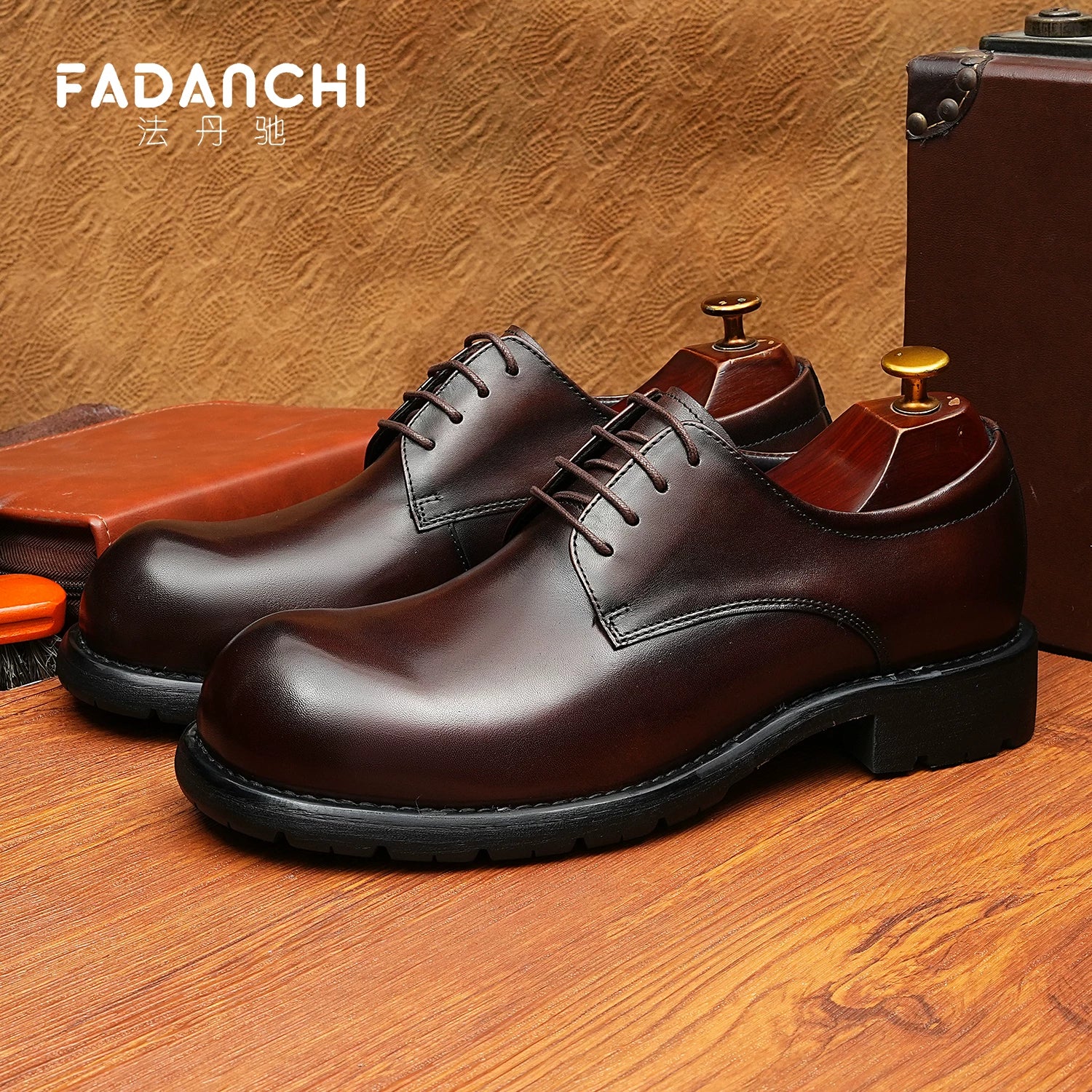 Men's Genuine Leather Derby Shoes, Round Toe