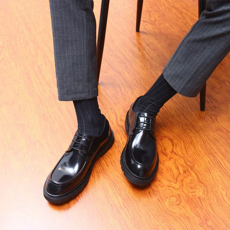 Men's Genuine Leather Derby Shoes, Patent Leather, Glossy