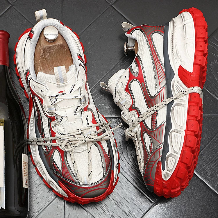 Men's Height-Increasing Mesh Korean Style Retro Distressed Casual Dad Shoes
