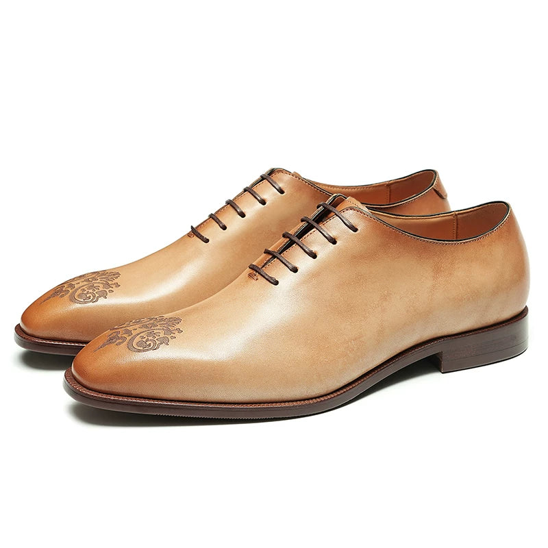 Men's Genuine Leather Leather Shoes, Square Toe, British Style