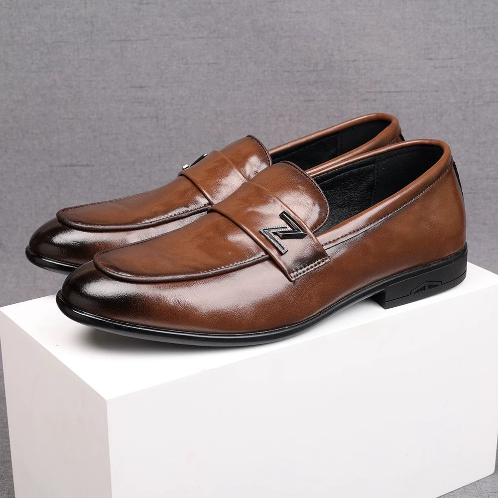 Men's Brown Loafers, Height Increasing, Slip-On