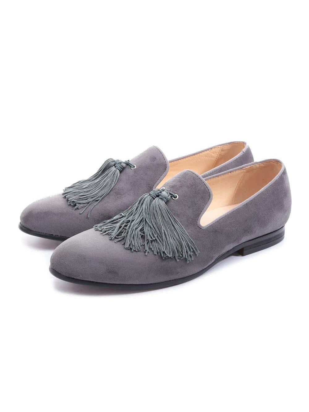 Multicolor suede leather new large tassel men's yuppie shoes European and American style one-leg smoking shoes classic slip-on loafers