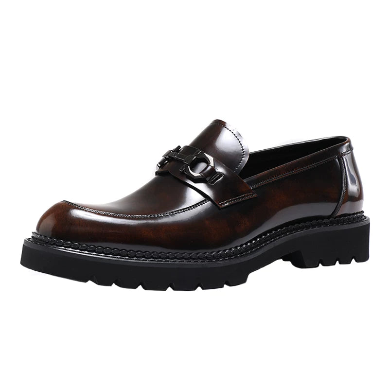 Men's Genuine Leather Loafers, Thick Sole, Slip-On