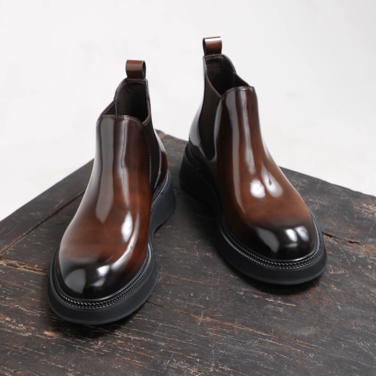 Men's Genuine Leather Martin Boots, Thick Sole, Round Toe
