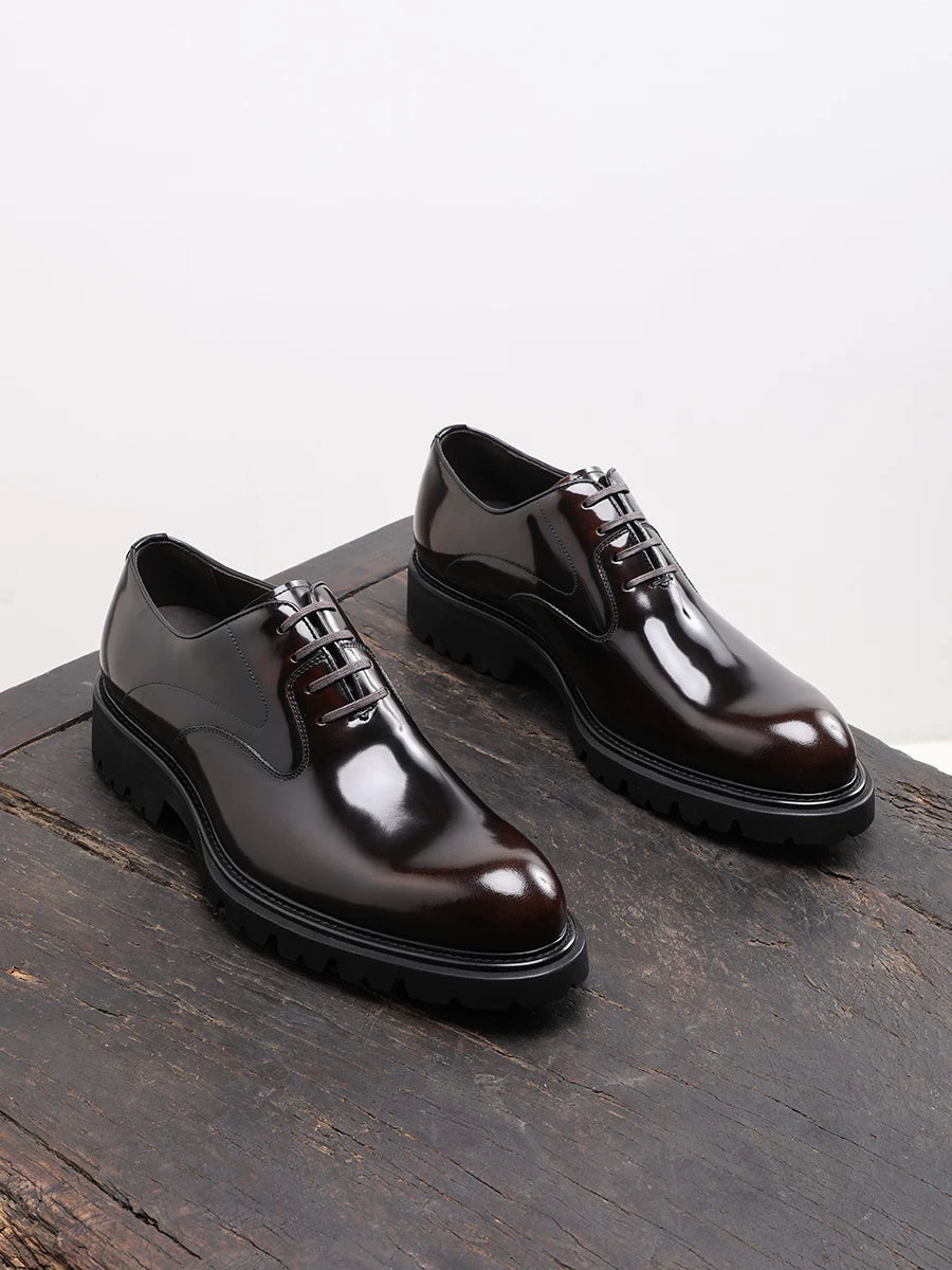 Men's Genuine Leather Oxford Shoes, Height Increasing, Thick Sole