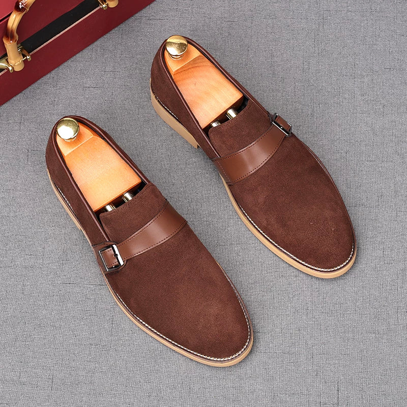 Men's Genuine Leather Loafers, Height Increasing, Slip-On