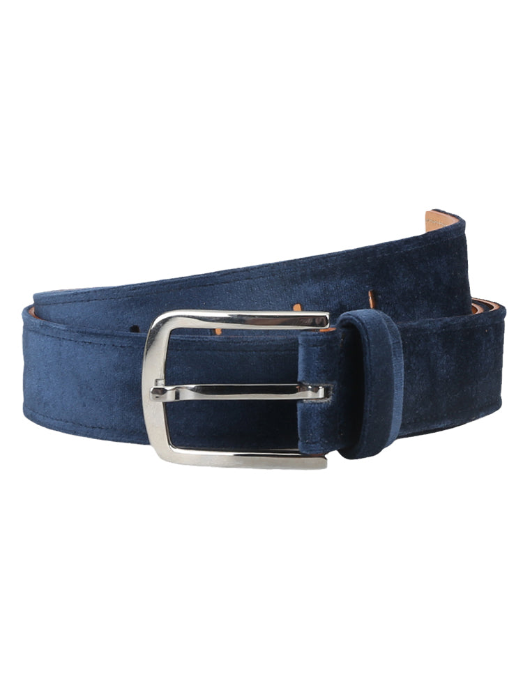 Italian design exported to Europe and the United States velvet navy blue men's belt stainless steel pin buckle glossy casual belt for men