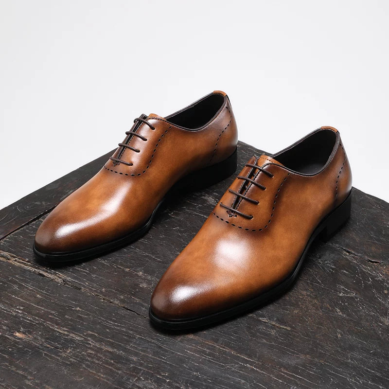 Men's Genuine Leather Oxford Shoes, Handmade, British Style