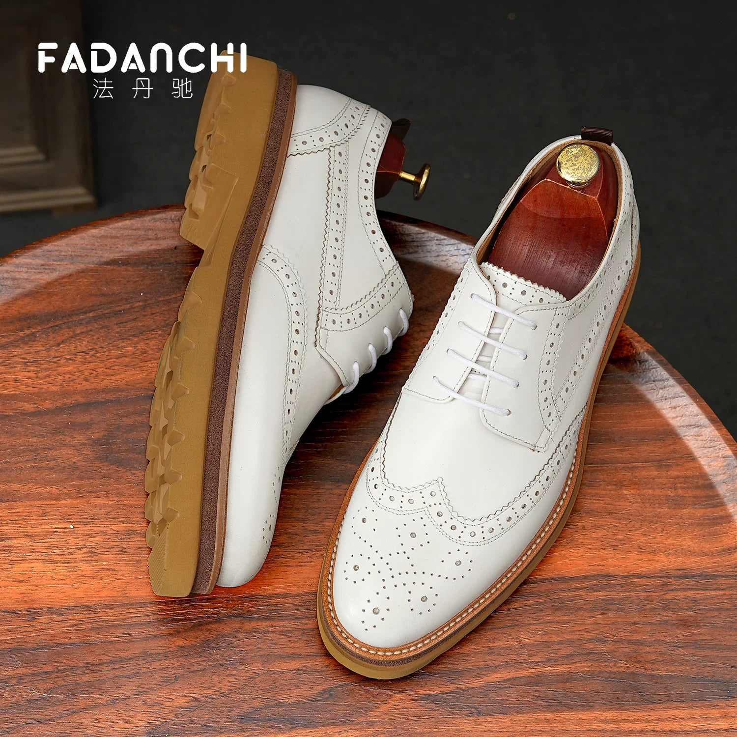 Men's Genuine Leather Derby Shoes, Height Increasing, Thick Sole